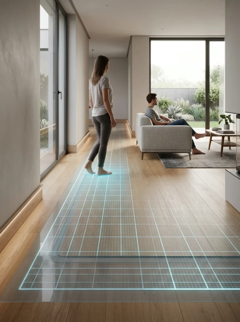 Diseño Interior Contemporáneo con Suelo Inteligente y Vista al Jardín - Render Fotorrealista